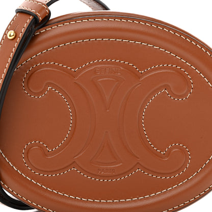Celine Smooth Calfskin Cuir Small Triomphe Oval Crossbody Purse Tan 7 of 10