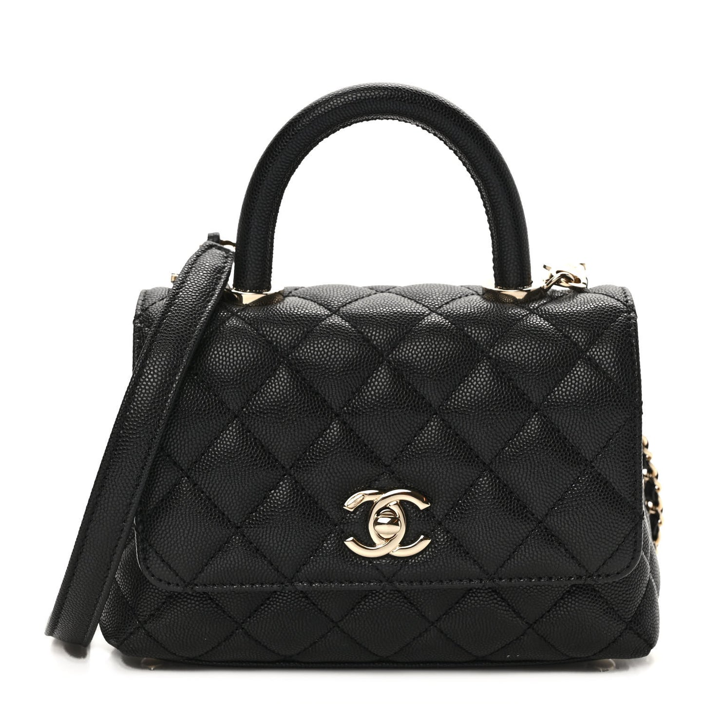 Caviar Quilted Extra Mini Coco Handle Flap Black