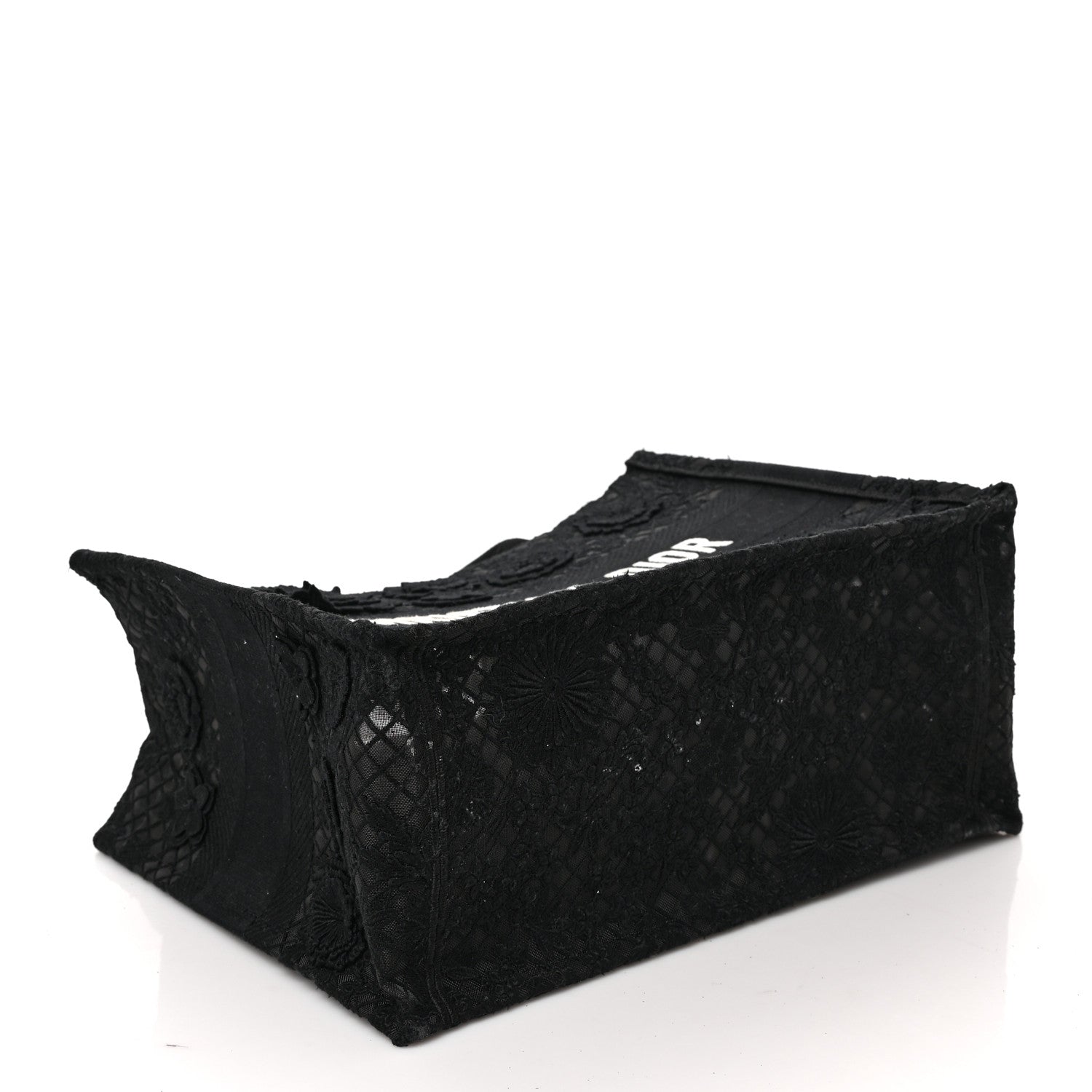 Christian Dior Embroidered 3D Macrame D-Lace Butterfly Medium Book Tote Black Multicolor 4 of 9