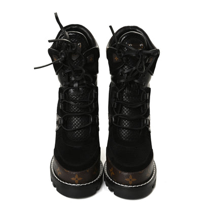 Louis Vuitton Suede Calfskin Monogram Star Trail Ankle Boots 40 Black 5 of 9