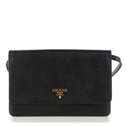 Prada Saffiano Metal Flap Wallet Nero Black 1 of 9
