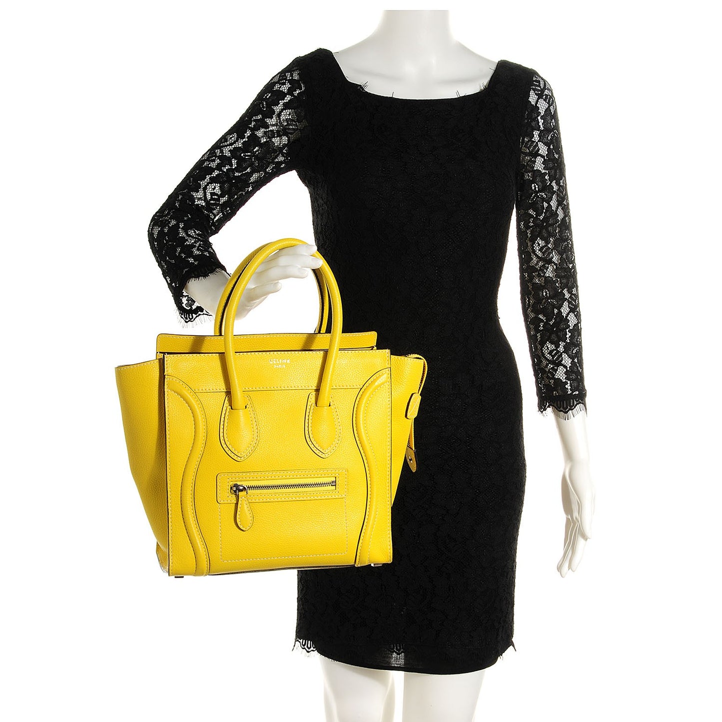 Drummed Calfskin Micro Luggage Citron