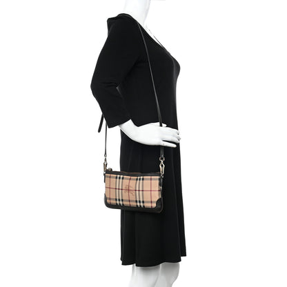 Burberry Haymarket Check Small Peyton Crossbody Clutch Bag Chocolate 2 of 17
