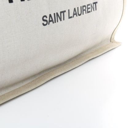 Saint Laurent Linen Calfskin Rive Gauche Tote Optic White 11 of 13
