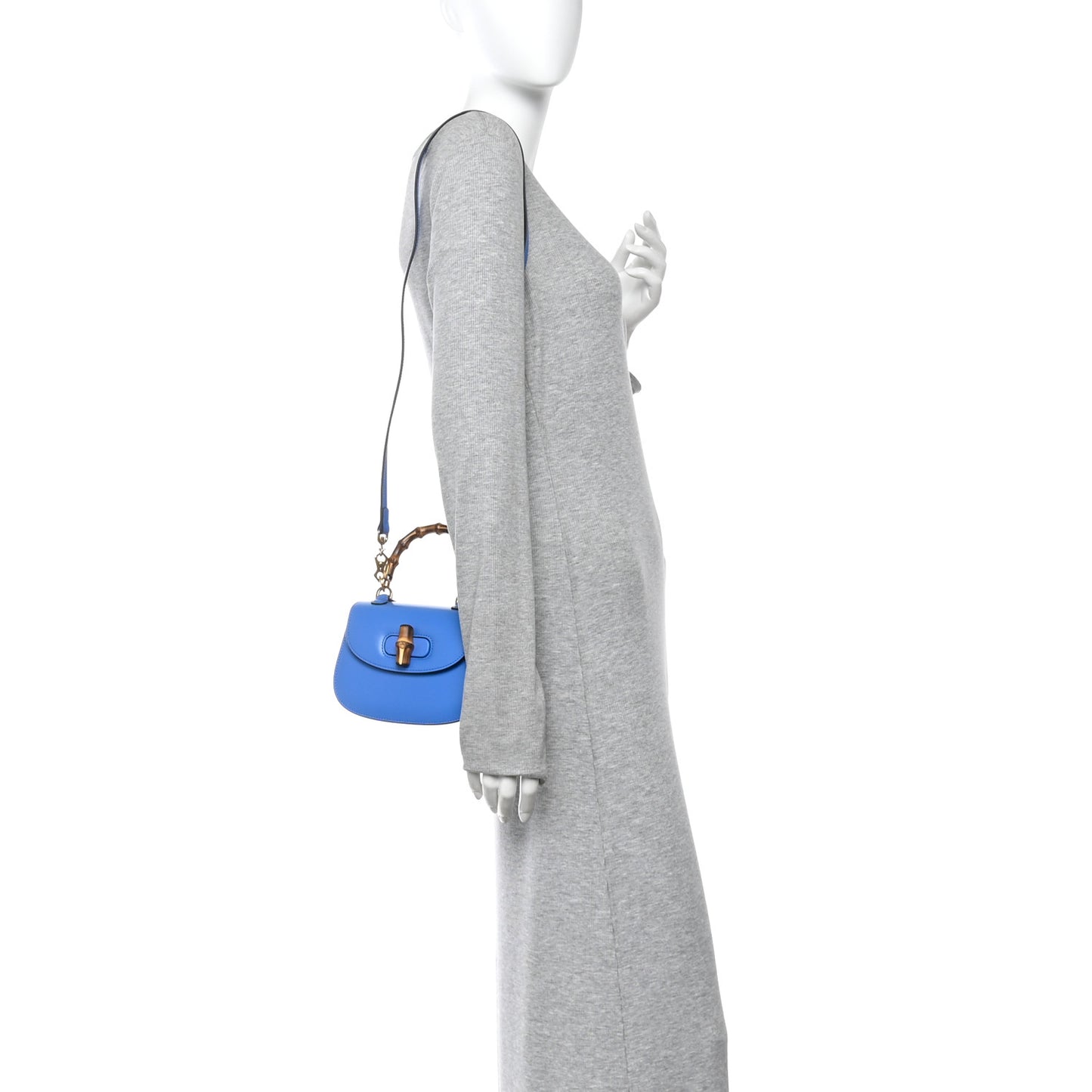 Boarded Dyana Lux Calfskin Web Mini Bamboo 1947 Top Handle Bag Blue