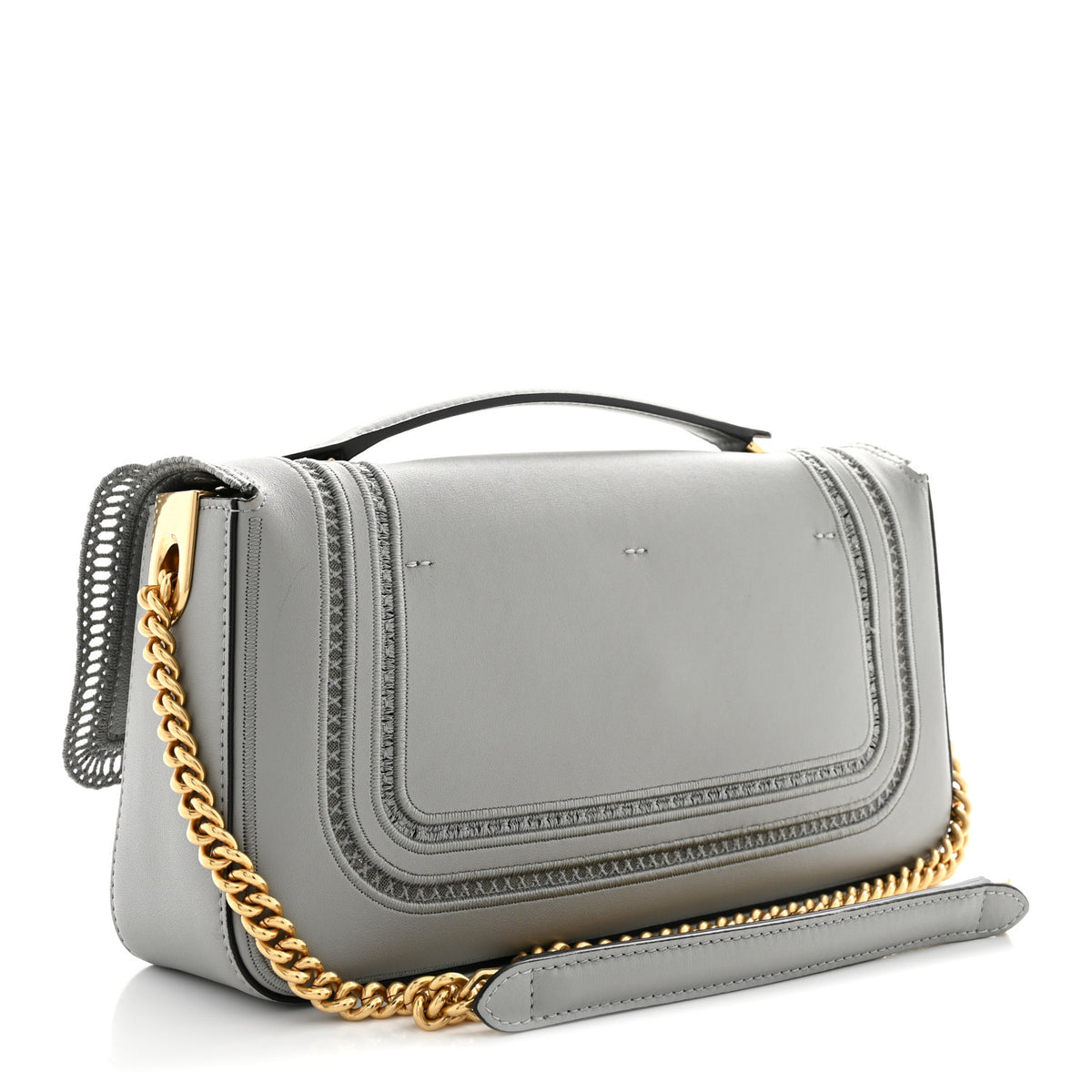 Fendi Nappa Apolo Floral Embroidered Chain Baguette Ghiaccio 2 of 13
