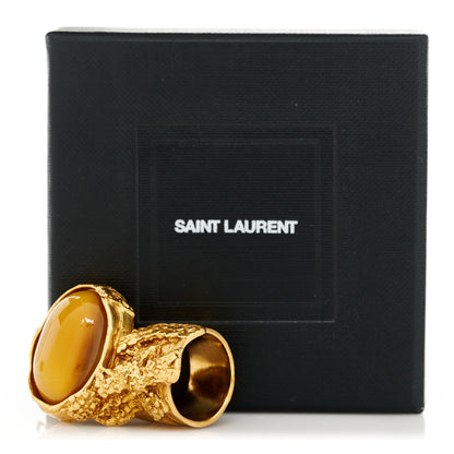 Saint Laurent Glass Cabochon Arty Ovale Ring 7 Gold Yellow 7 of 7