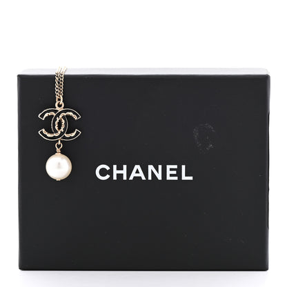 Chanel Enamel Pearl CC Baroque Drop Necklace Black Gold 7 of 7
