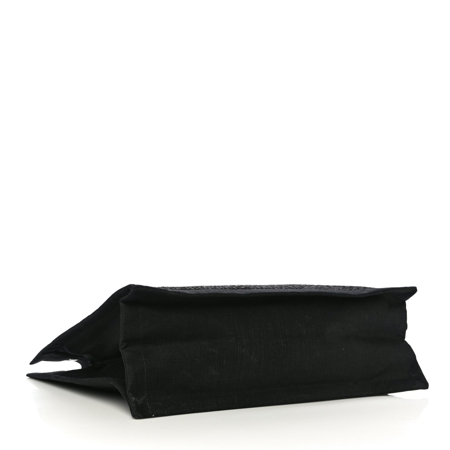 Raffia Linen Calfskin Rive Gauche Tote Black