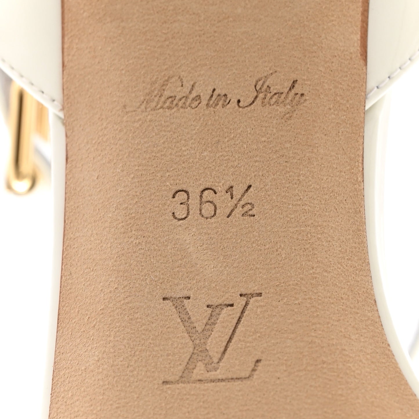 Patent Calfskin Shake Platform Sandal 36.5 White