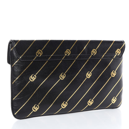 Gucci Calfskin Broadway GG Archive-P Envelope Clutch Black 9 of 9