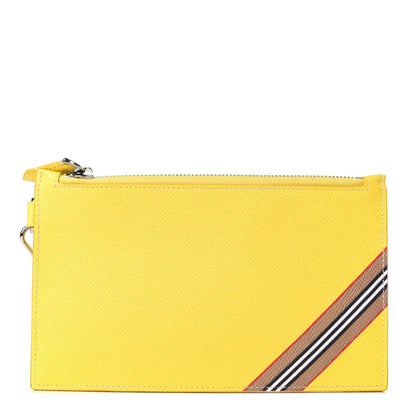 Burberry Calfskin Laurie Icon Stripe Zip Pouch Yellow 1 of 3
