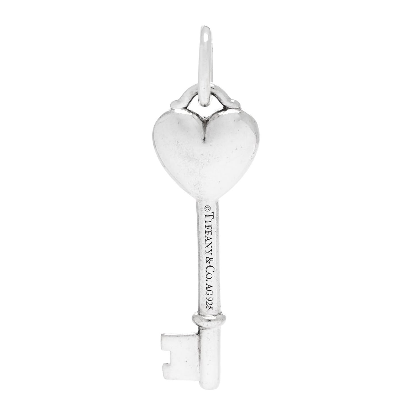 Sterling Silver Enamel Heart Key Pendant Blue