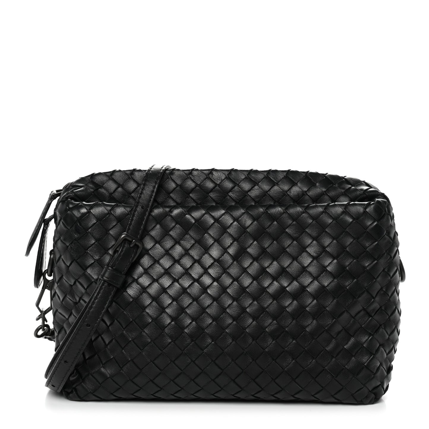 Nappa Intrecciato Crossbody Messenger Black