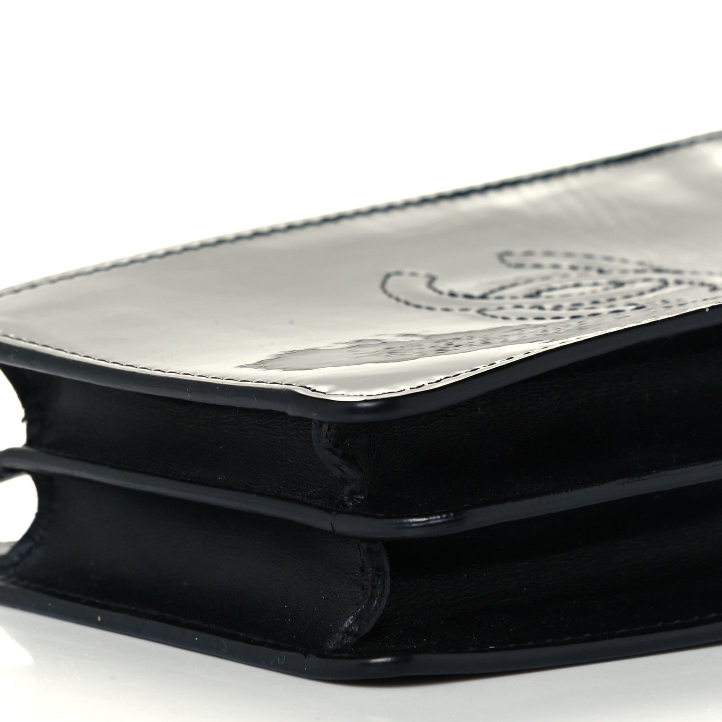 Patent CC Phone Holder Crossbody Black