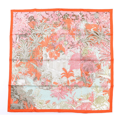 Hermes Silk Faubourg Tropical Scarf 90 Orange Kaki Saumon 1 of 4