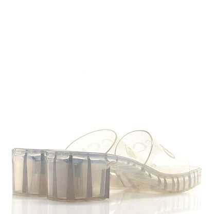 Gucci Rubber Gucci Logo Womens Platform 20/60mm Slide Sandals 40 Transparent 4 of 6