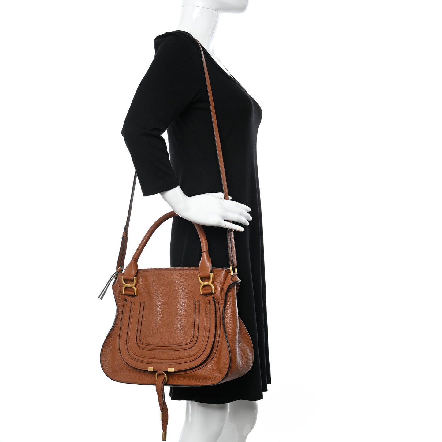 Calfskin Medium Marcie Satchel Tan