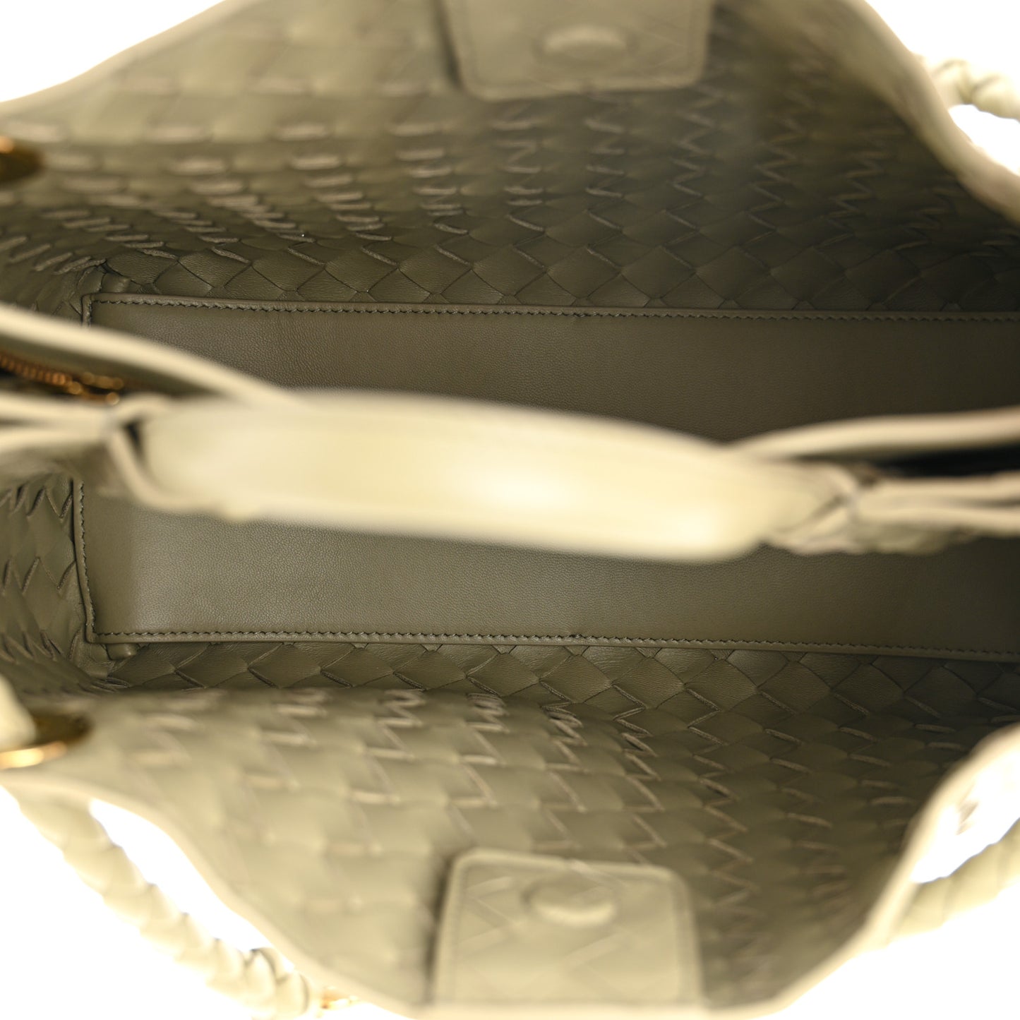 Nappa Intrecciato Medium Andiamo Shoulder Bag Travertine