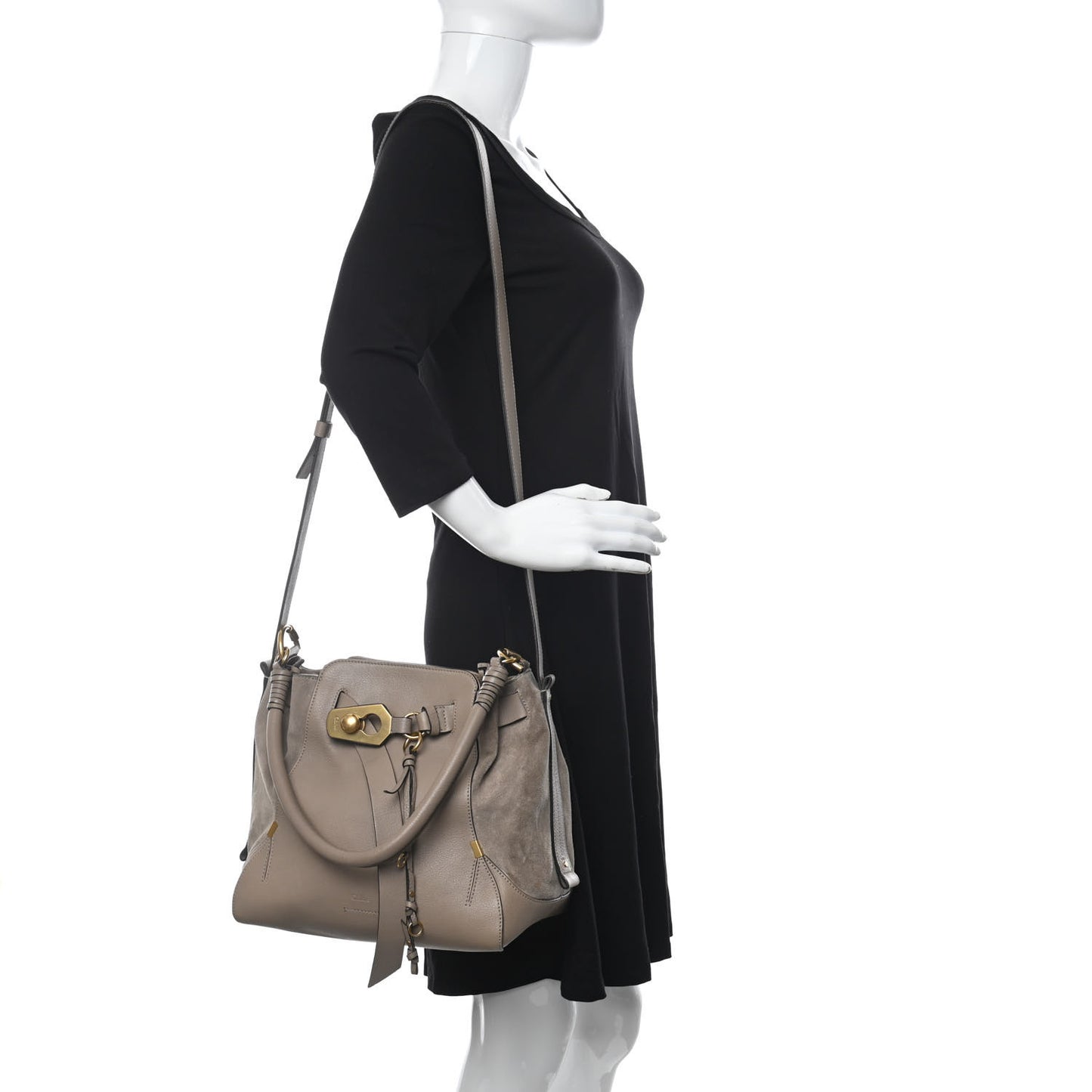 Suede Calfskin Medium Owen Bucket Bag Motty Grey