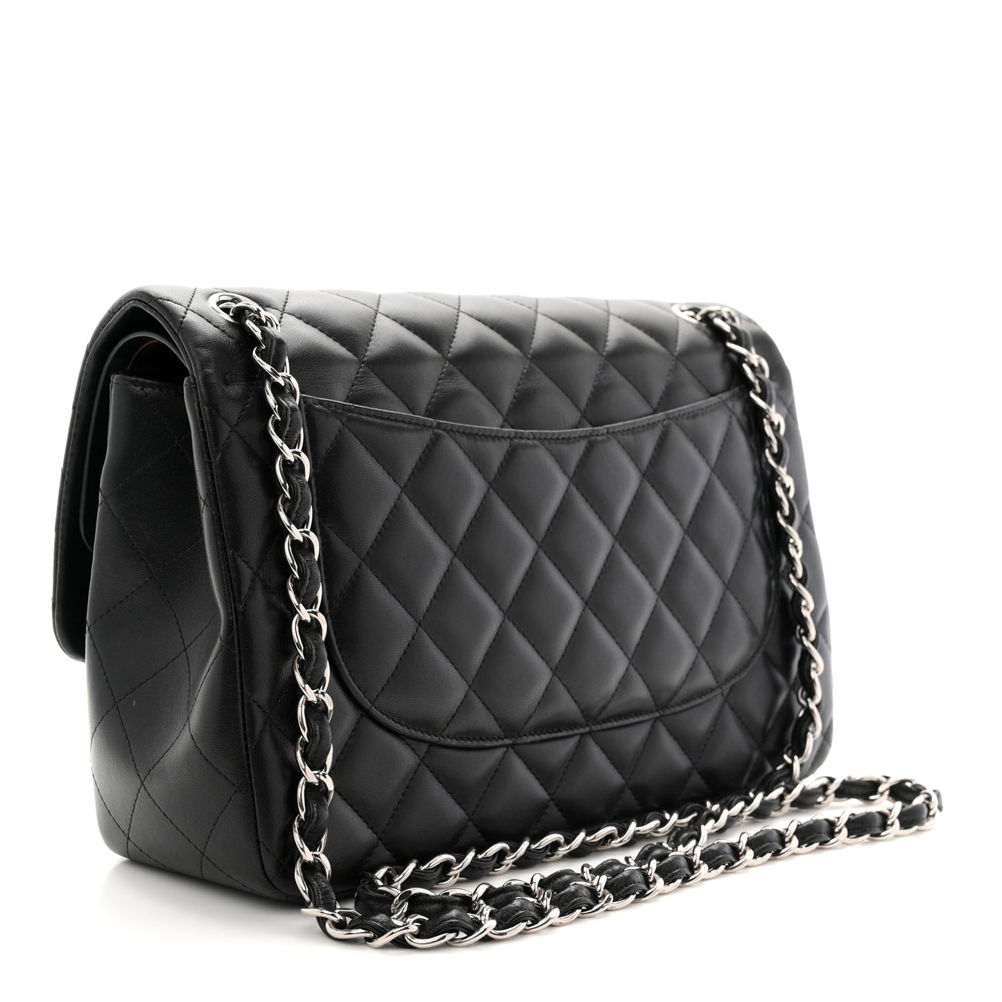 Lambskin Quilted Jumbo Double Flap Black