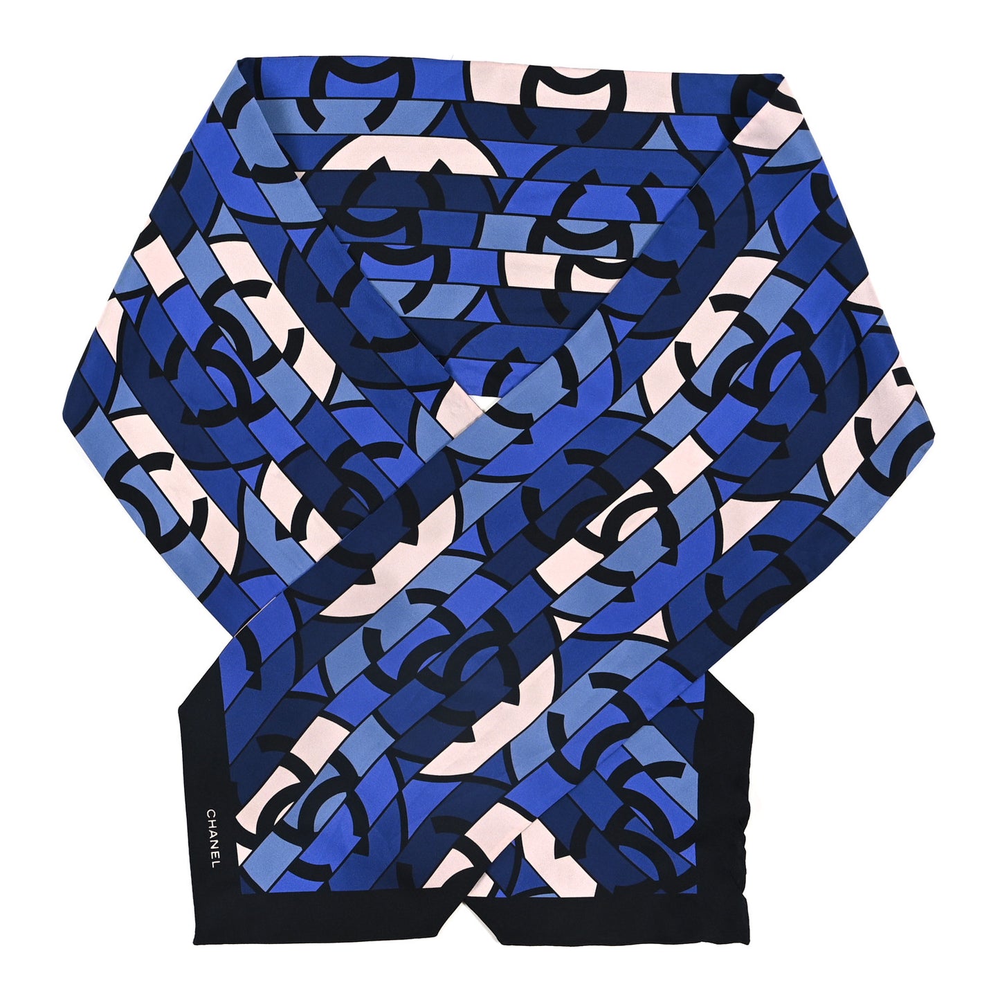 Silk CC Logo Stripes Scarf Blue Multicolor
