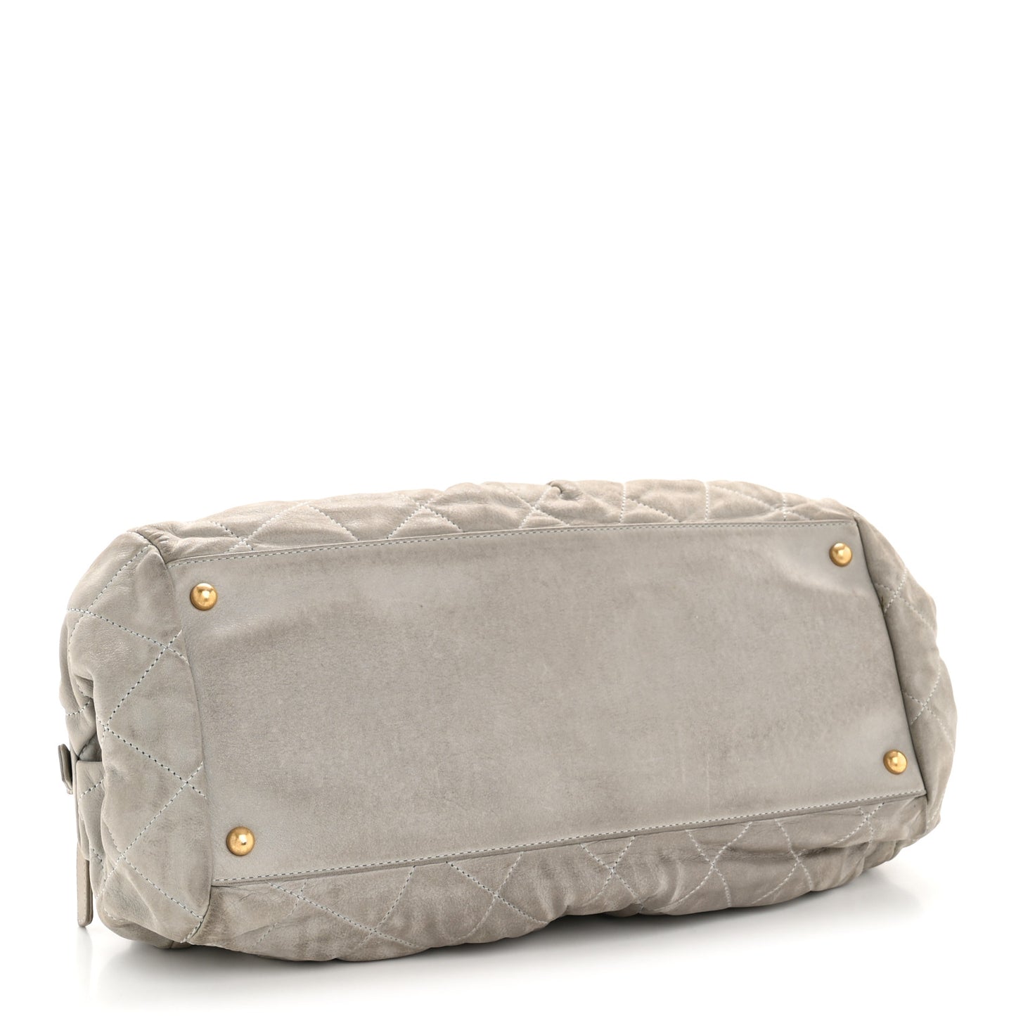 Iridescent Calfskin Chic Quilt Bowling Bag Grey