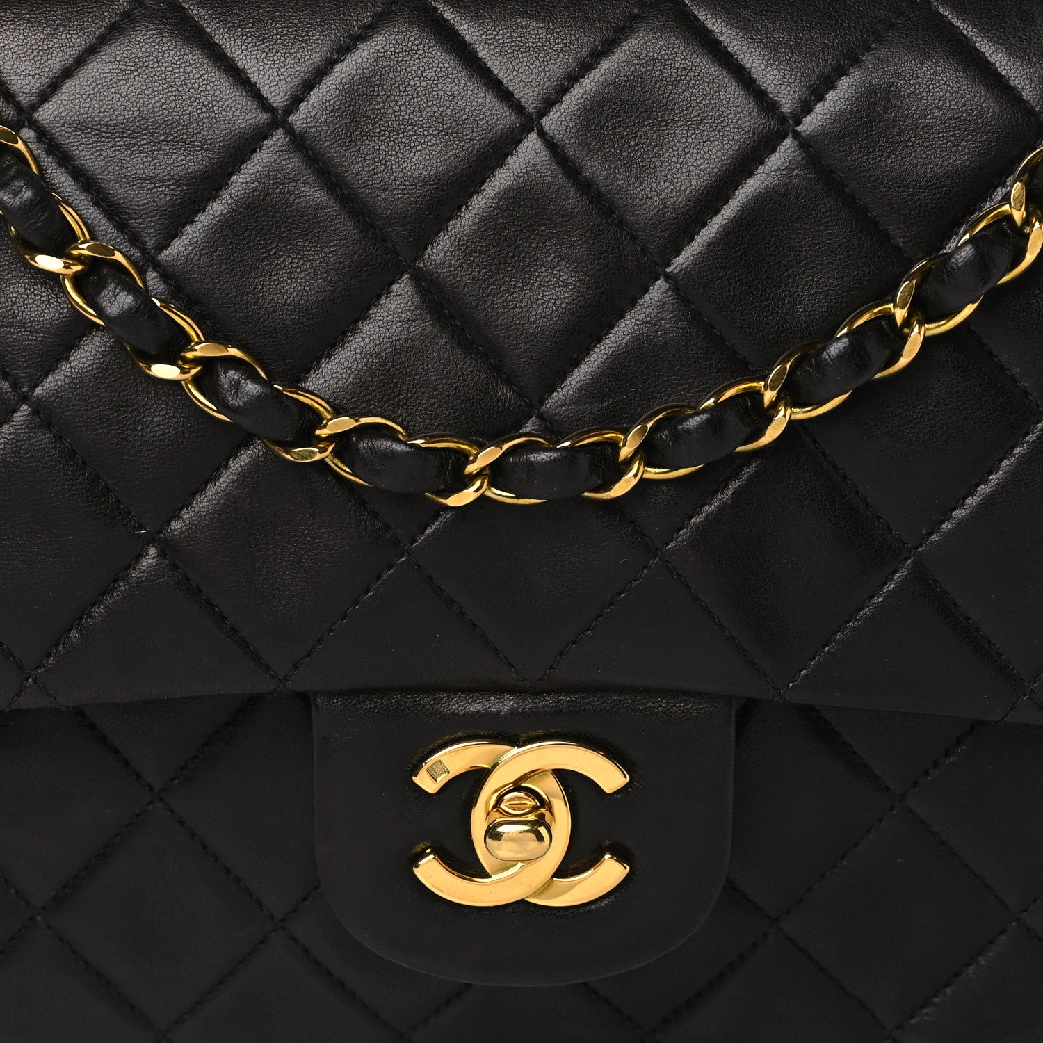 Chanel Lambskin Quilted Medium Double Flap Black 8 of 10