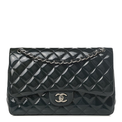 Chanel Patent Quilted Jumbo Double Flap Blue 1 of 16