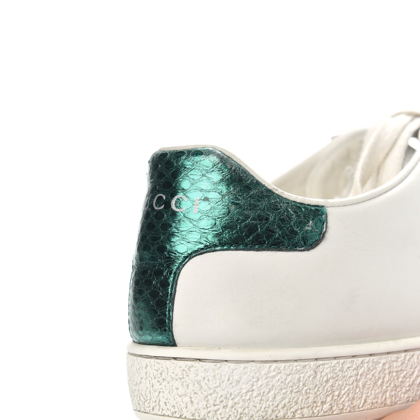 Calfskin Web Studded Low Pin Womens New Ace Sneakers 38 White