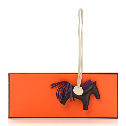 Hermes Milo Lambskin Grigri Rodeo Horse Bag Charm PM Rouge Sellier Craie Violet 5 of 5