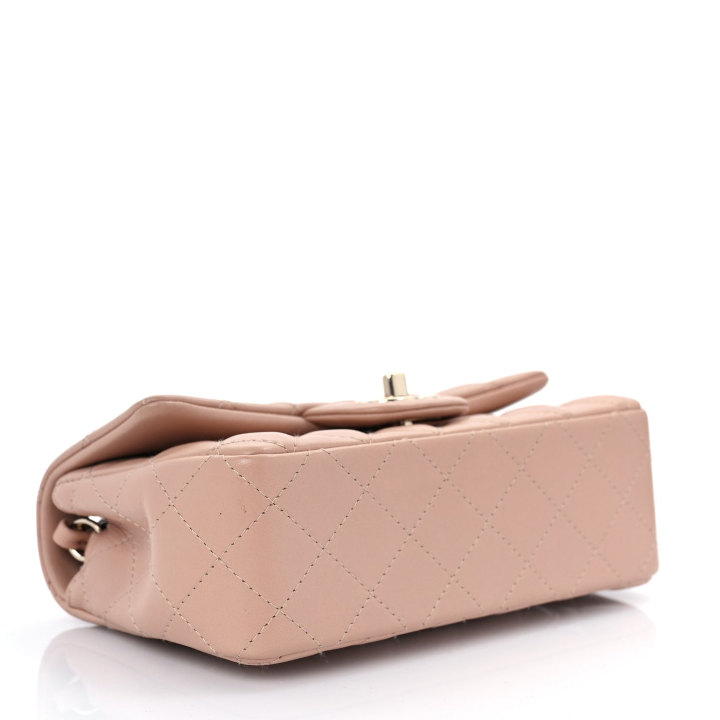 Lambskin Quilted Mini Rectangular Flap Beige