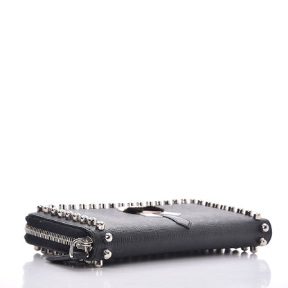 Fendi Vitello Elite Mink Fur Studded Karlito Zip Around Wallet Black 4 of 6