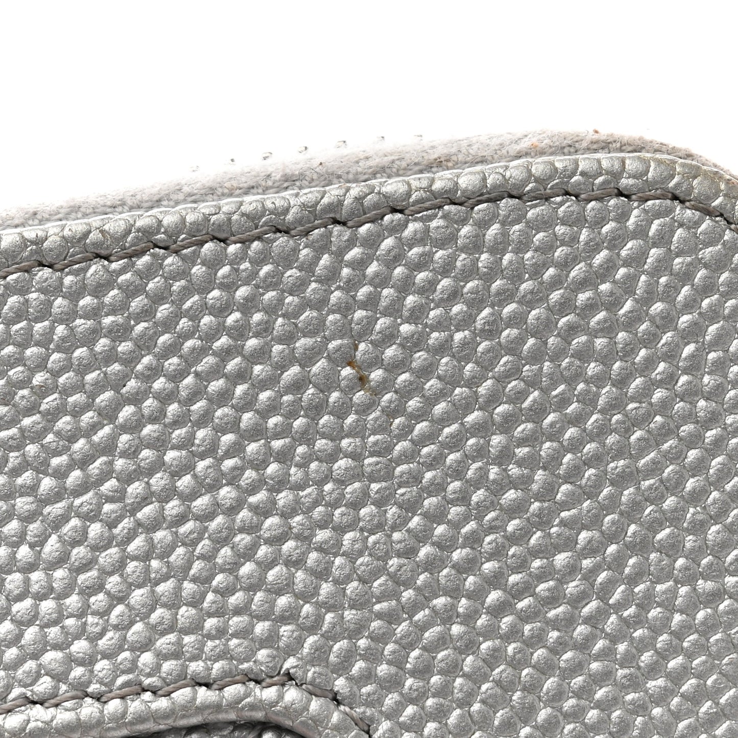 Metallic Caviar Chevron Quilted Vintage Mademoiselle Zip Coin Purse Silver