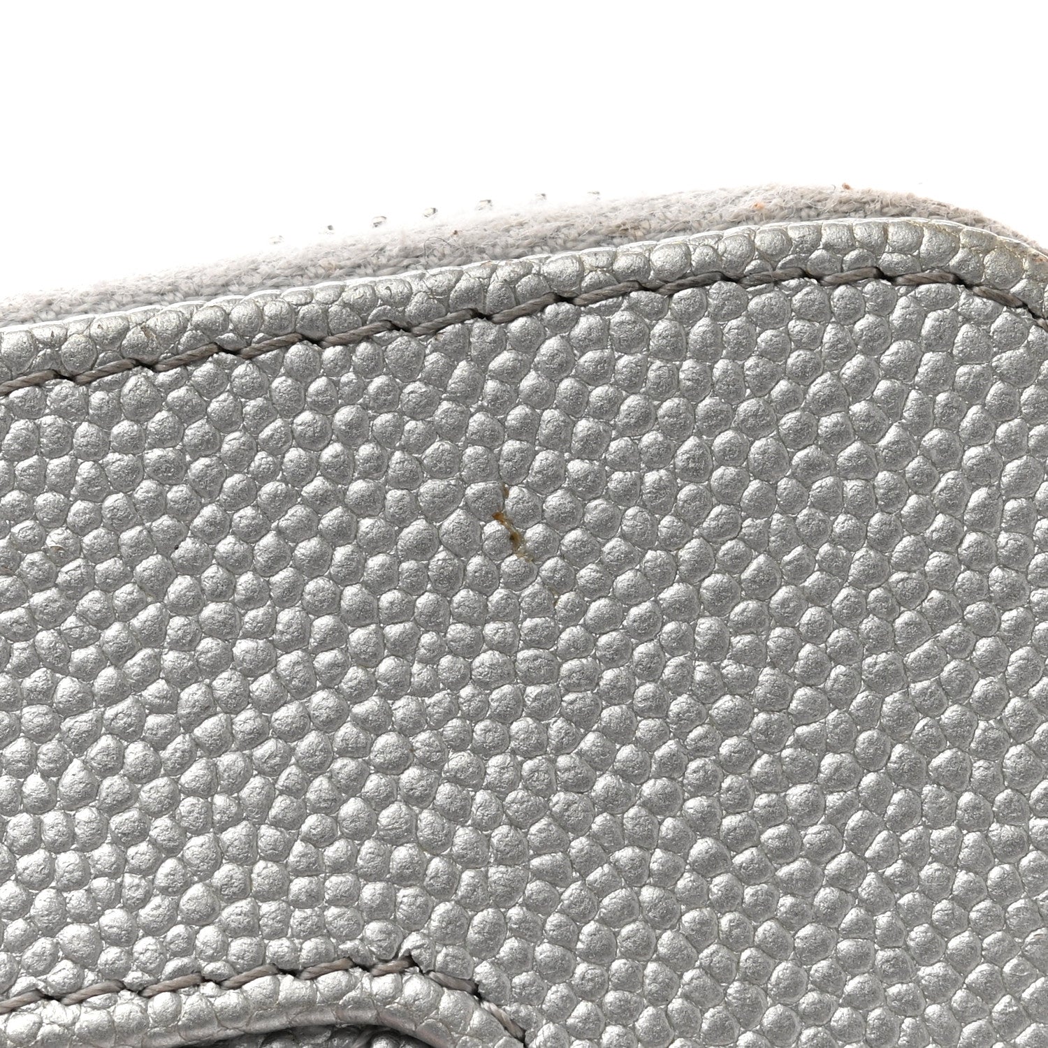 Chanel Metallic Caviar Chevron Quilted Vintage Mademoiselle Zip Coin Purse Silver 8 of 10