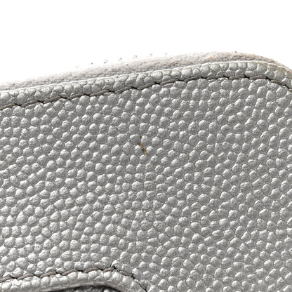 Chanel Metallic Caviar Chevron Quilted Vintage Mademoiselle Zip Coin Purse Silver 8 of 10