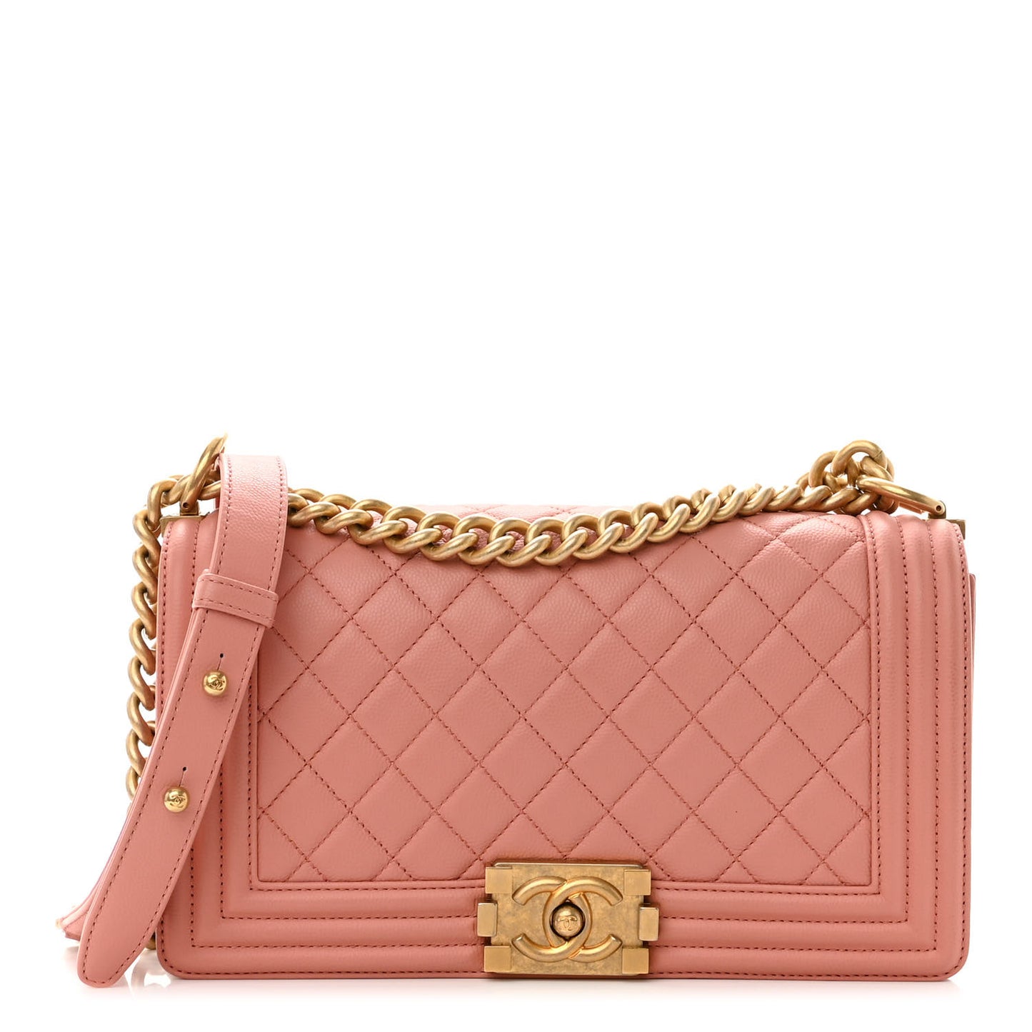 Caviar Quilted Medium Boy Flap Light Pink