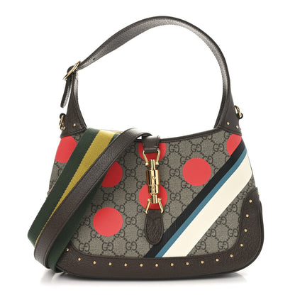 Gucci GG Supreme Monogram Geometric Textured Dollar Calfskin Web Small Jackie 1961 Hobo 1 of 10