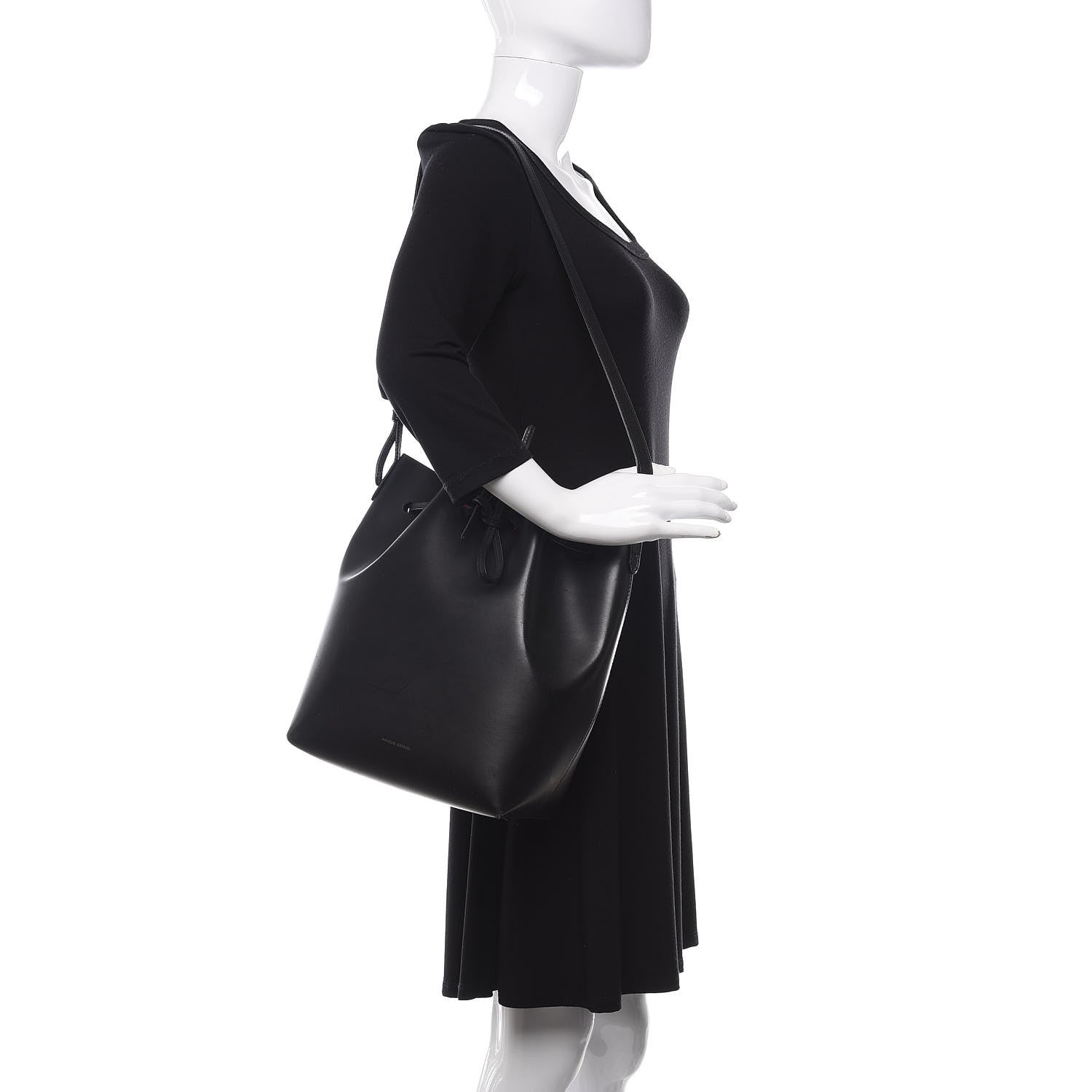 Mansur Gavriel Vegetable Tanned Calfskin Bucket Bag Black Flamma 2 of 9