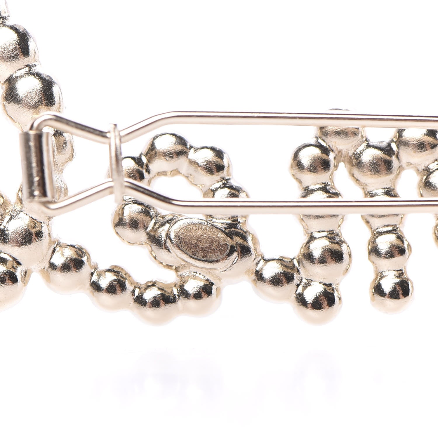 Chanel Metal Glass Swirling Pearls Hair Clip Gold 582752