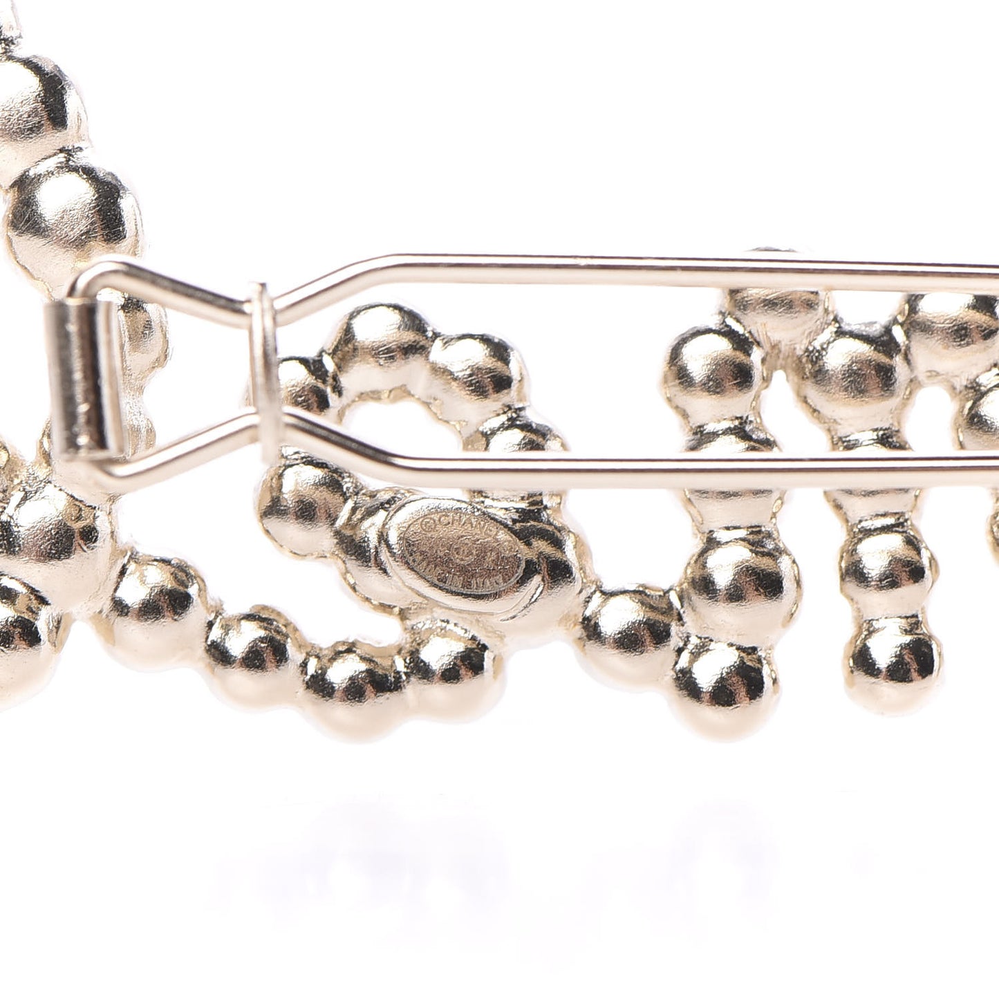 Metal Glass Swirling Pearls Hair Clip Gold