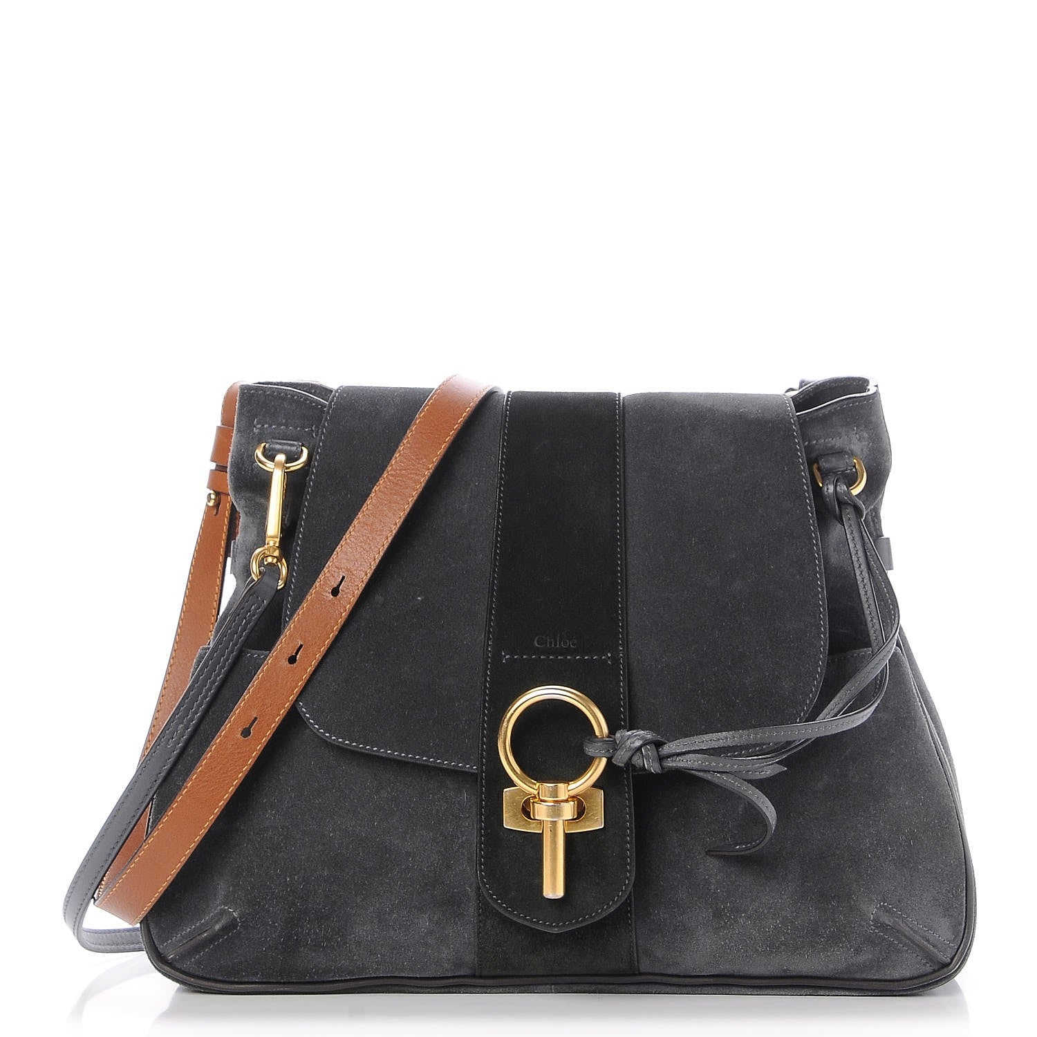 Chloe Suede Medium Lexa Shoulder Bag Silver Blue 1 of 8