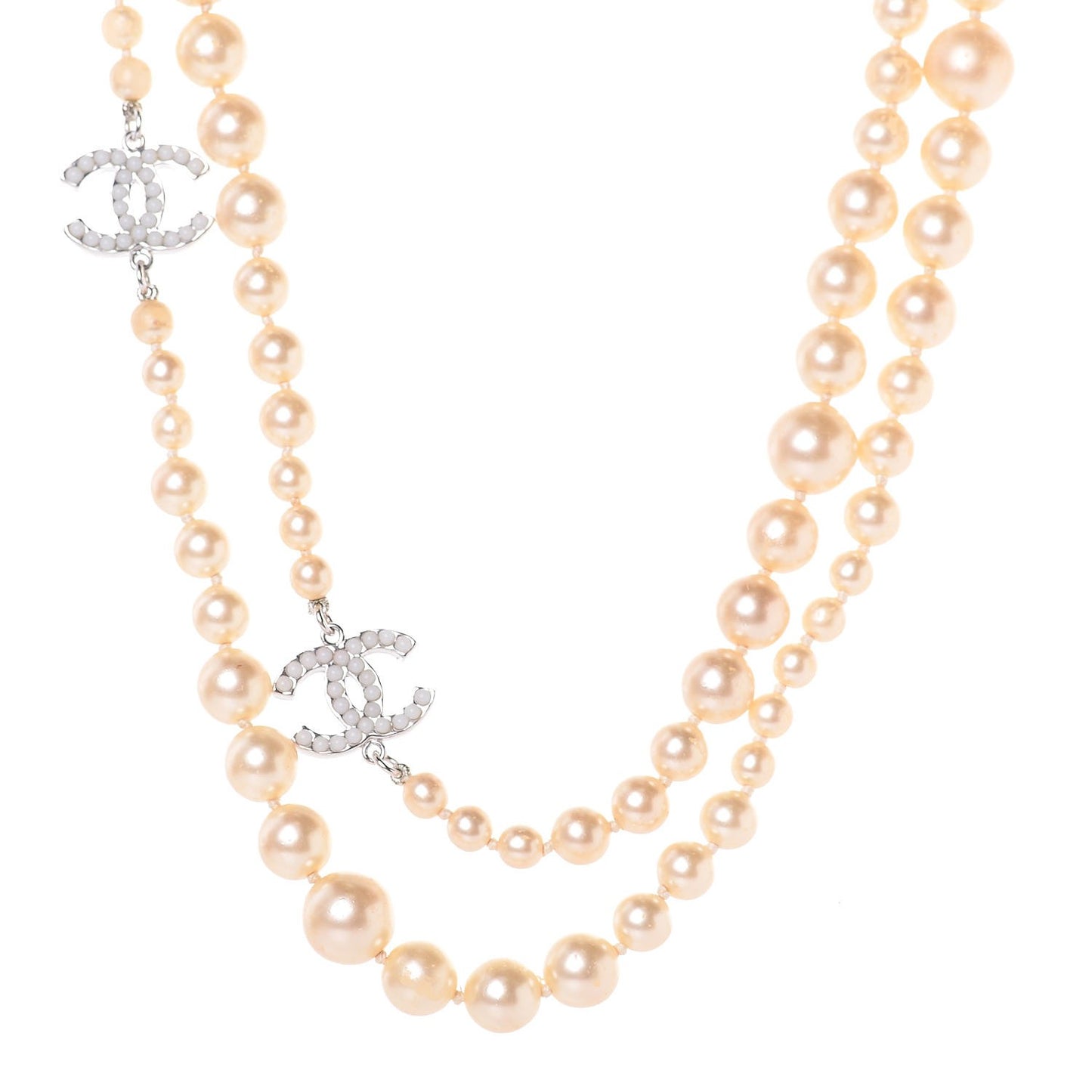 Pearl CC Necklace Silver