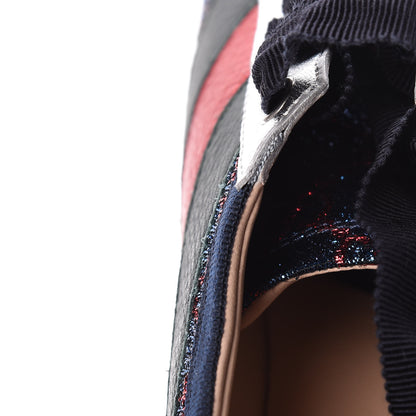Gucci Lurex Calfskin Web GG Monogram Womens Falacer Sneakers 38.5 Iridescent Blue Iridescent Red Silver 10 of 14