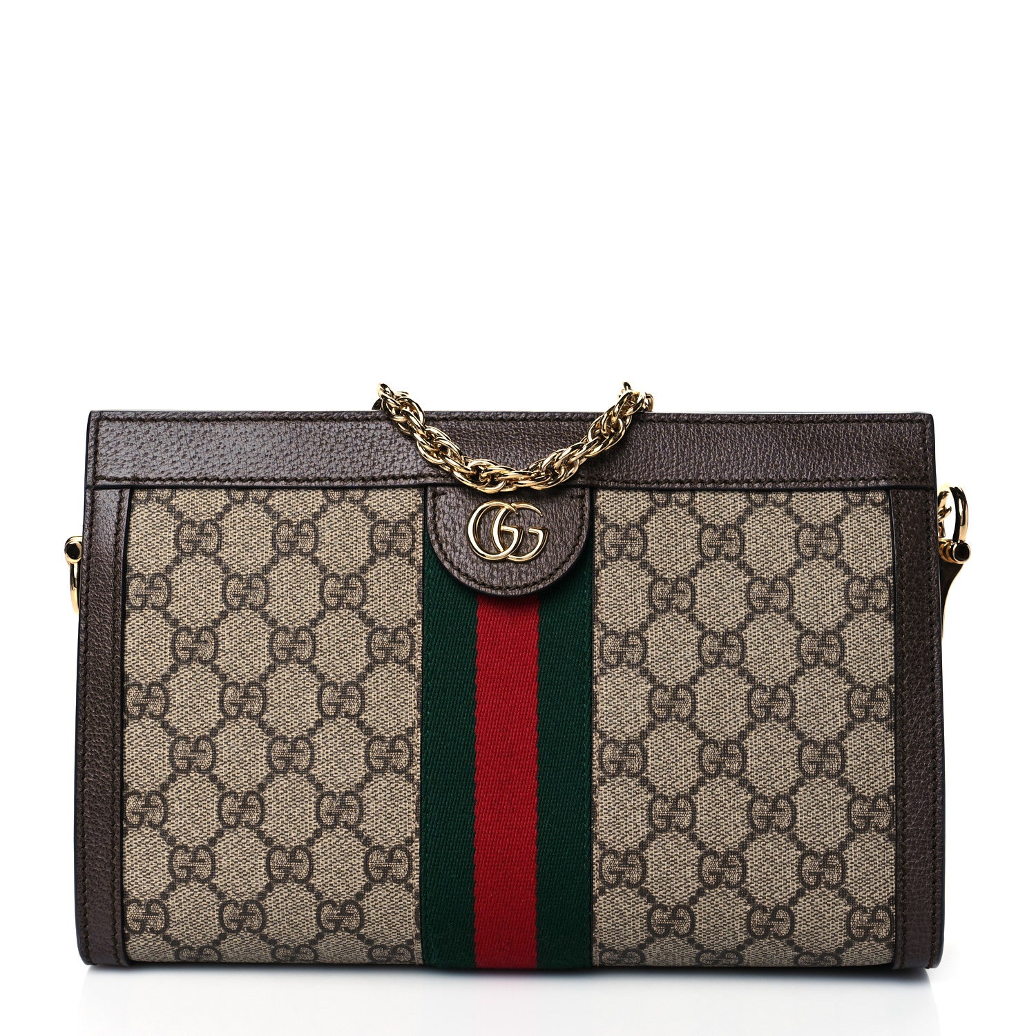 Gucci GG Supreme Monogram Web Small Ophidia Chain Shoulder Bag Brown 1 of 11