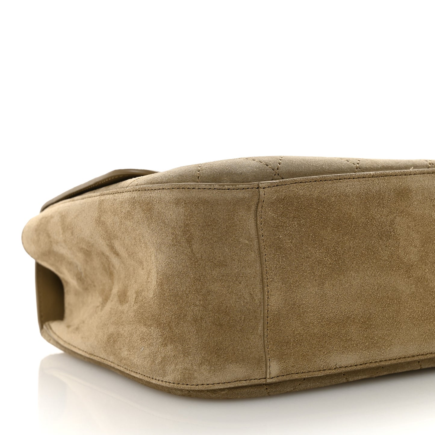 Suede Calfskin Small Souplissimo Maxi Flap Dark Beige