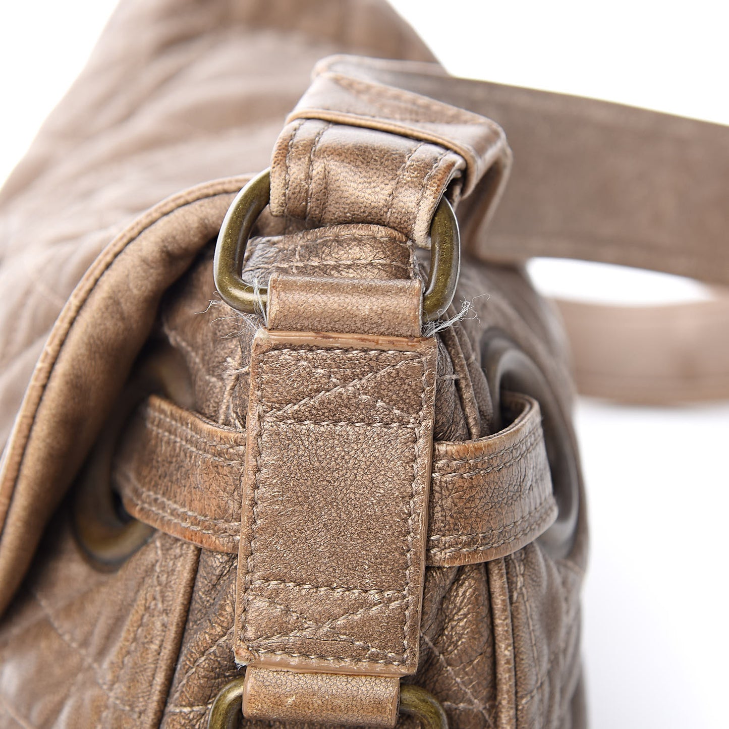 Lambskin Cannage Shoulder Bag Bronze