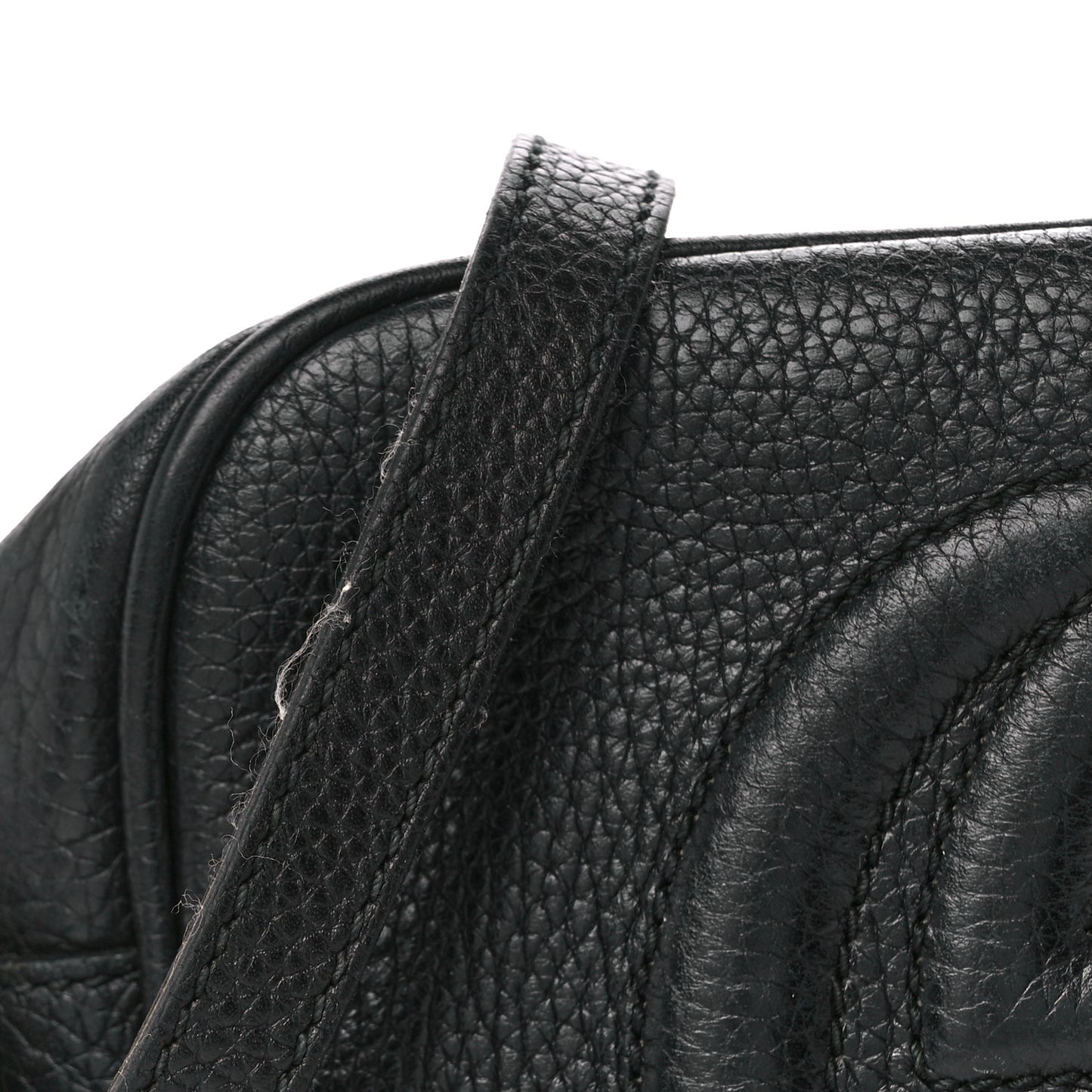 Pebbled Calfskin Small Soho Disco Bag Black