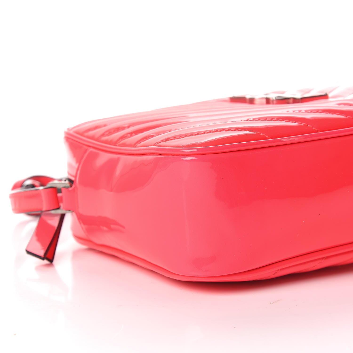 Saint Laurent Patent Calfskin Matelasse Monogram Lou Camera Bag Neon Pink 9 of 11