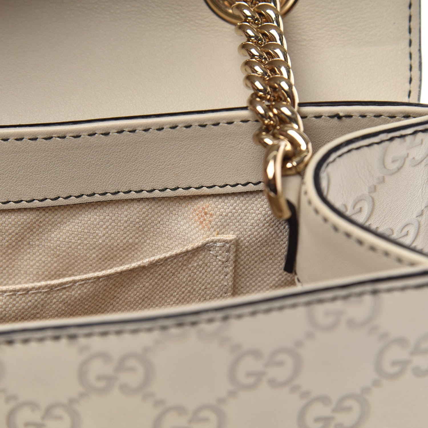 Gucci Guccissima Signature Medium Emily Chain Shoulder Bag Mystic White 13 of 14